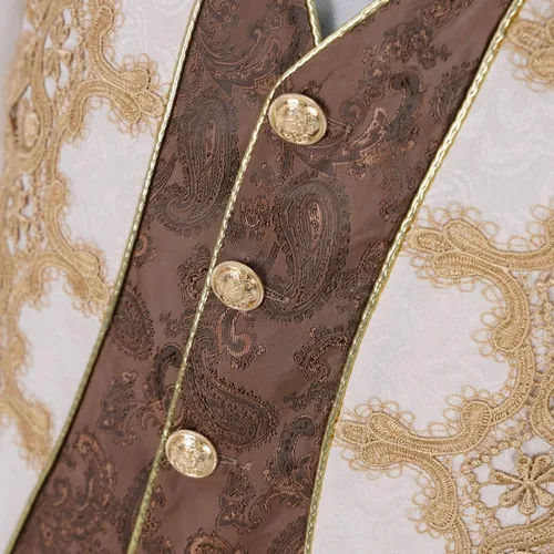 Vista 5 de Chaqueta medieval para hombre, bordado, vintage, gótico, steampunk, esmoquin