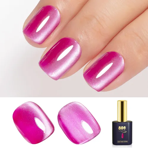 Vista 20 de YTD Likomey - Juego de esmaltes de uñas de gel de ojo de gato, 8 colores con purpurina magnética de cristal, borgoña, rojo, negro, verde, ciruela
