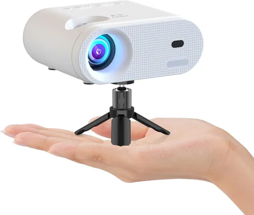 Vista 9 de Mini proyector con WiFi y Bluetooth, proyector VISSPL Full HD 1080P, proyector portátil para exteriores con trípode, proyector de cine en casa