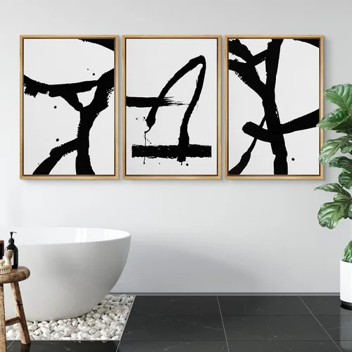 Vista 211 de SIGNWIN Lienzo enmarcado para pared, juego de arte pastel con cadena montañosa, bosque, niebla, naturaleza silvestre, ilustraciones modernas, arte