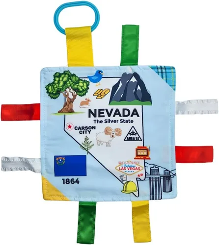 Vista 24 de Baby Jack & Co - Cochecito de juguete para bebés de 8 x 8 pulgadas con etiqueta del estado de Arkansas, juguetes arrugados para desarrollar cinco