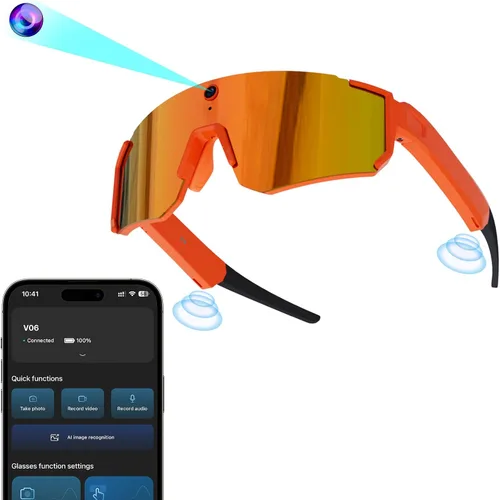Vista 10 de AI Pro - Lentes de cámara de 32 MP – Gafas de grabación con estabilización EIS de 6 ejes, asistente de voz ChatGPT, lentes de sol polarizados