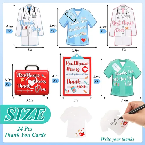 Vista 2 de Henoyso 48 Pcs Nurse Gifts Set Bulk 24 Nurse Keychain 24 Thank You Card Nursing Student Gifts Nurse Appreciation Gifts