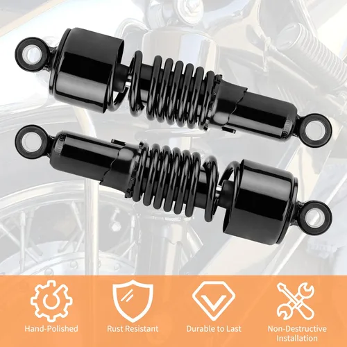 Vista 3 de Amortiguadores traseros para motocicleta de 10.5 pulgadas/10.512 in, kit de suspensión trasera negra, repuesto para Harley Sportster Iron XL 883