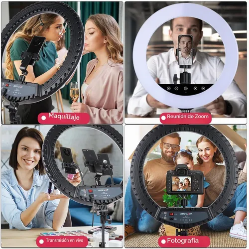 Vista 7 de Anillo de luz LED de 21 pulgadas con soporte de trípode, anillo de luz selfie grande con panel táctil para video de vlog de YouTube, retrato