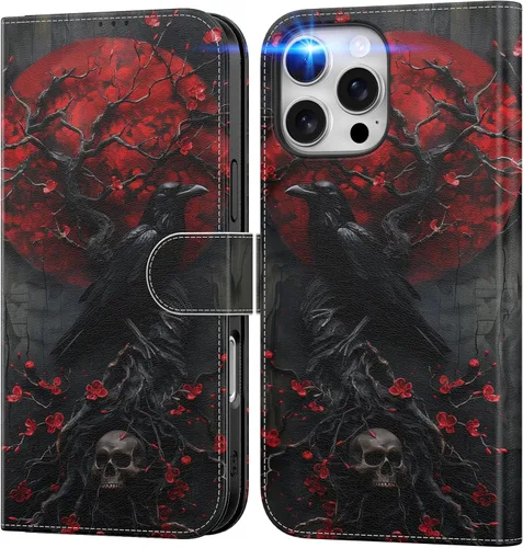 Vista 76 de DEENAKIN Funda tipo cartera para iPhone 15 con tarjetero + clip para efectivo, bloqueo RFID, protección contra caídas de grado militar y obras