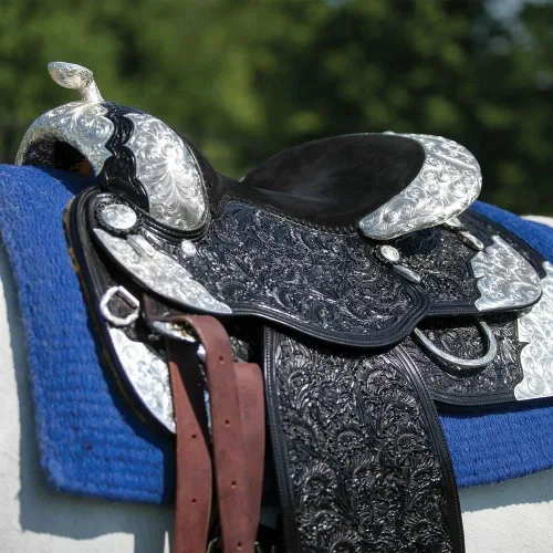 Vista 2 de Billy Royal Sedona Western Show Sillín Ideal para caballos de respaldo más corto Calidad hecha a mano Chapado en plata de ley Garantiza