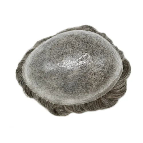 Vista 142 de Toupee para hombre 100% cabello humano real tupé para hombres 0.004 in piel de poliuretano para hombre, sistema de reemplazo de piezas de pelo