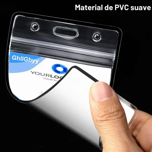 Vista 5 de Paquete de 6 soportes extra gruesos para tarjetas de identificación, duraderos y sellables, impermeables, verticales, fundas de plástico PVC