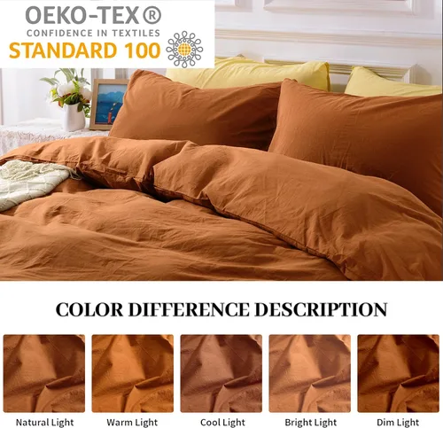Vista 76 de NEXHOME PRO Funda de edredón Twin XL 100% algodón lavado, transpirable, duradera, texturizada, similar al lino, juego de ropa de cama para el hogar