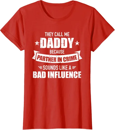 Vista 34 de Call me dad partner in crime bad influence camiseta divertida regalo papá, Negro, S