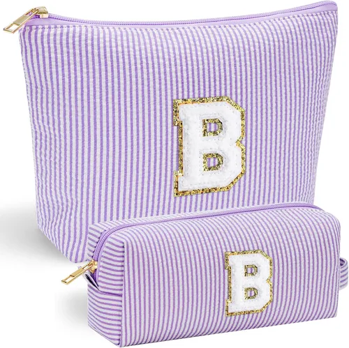 Vista 58 de YOOLIFE Regalos del Día de la Madre para Mujeres, Bolsa de Maquillaje con Iniciales, Bolsa de Maquillaje para Viaje, Bolsa de Maquillaje Negro