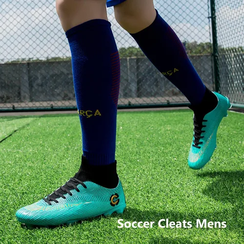 Vista 8 de HHY Tacos de fútbol para hombre, zapatos de fútbol con cordones antideslizantes