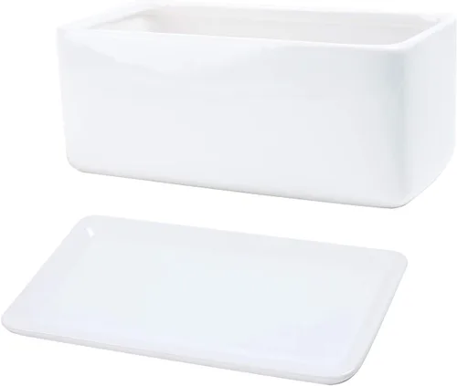 Vista 4 de Maceta rectangular de cerámica blanca de 10 pulgadas, maceta para suculentas, cactus, hierbas, flores, caja de ventana, platillo, bandeja de goteo