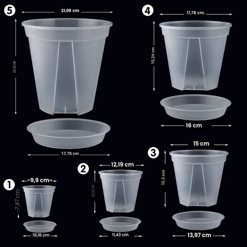 Vista 6 de GREENPARA Macetas transparentes para vivero con platillo para plantas