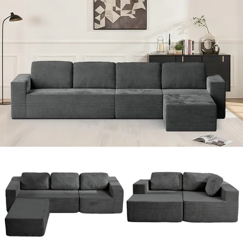 Vista 39 de Furnify Sofá modular tapizado de espuma de 30", Sofá de piso tapizado con almohada, Silla puf para dormitorio y sala de estar, No requiere