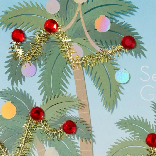 Vista 6 de NIQUEA.D, Tarjeta de Navidad de palmeras y adornos