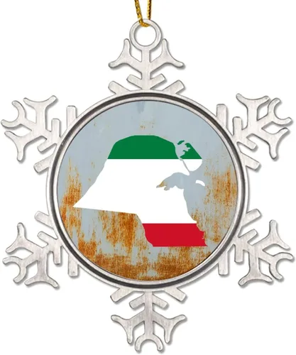 Vista 14 de Bandera de Gambia, adornos de Navidad para niños, bandera nacional de Gambia, silueta de árbol de Navidad, adornos de copo de nieve de metal
