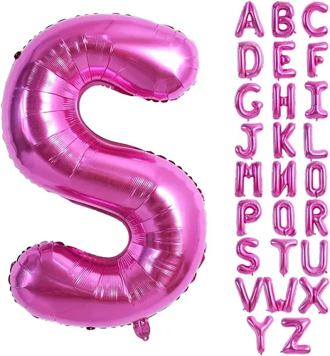 Vista 9 de TONIFUL Globos grandes de 40 pulgadas de color rojo rosa con letras B, globos gigantes de letras del alfabeto, globos grandes de Mylar