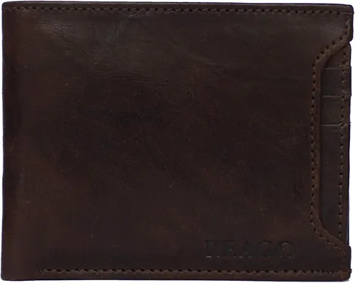 Vista 8 de REAGO Cartera de bloqueo RFID de cuero genuino para hombres con ventana de identificación doble