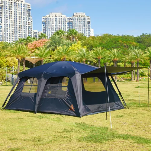 Vista 11 de KTT Extra Large Tent 6-10-12-14 Person(A),Family Cabin Tents,2 Rooms,3 Doors and 3 Windows with Mesh,Straight Wall,Waterproof,Double Layer,Big Tent