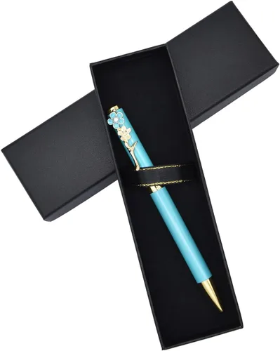 Vista 7 de Gullor Bolígrafo de laca negra con estuche de negocios, bolígrafo de metal retráctil ejecutivo de lujo para hombres y mujeres, oficina ejecutiva Azul