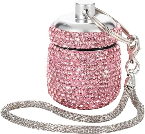 Vista 16 de Pastillero con llavero de diamante, pequeño organizador de píldoras, caja de bloqueo de medicamentos, lindo estuche de medicina para bolso, soporte