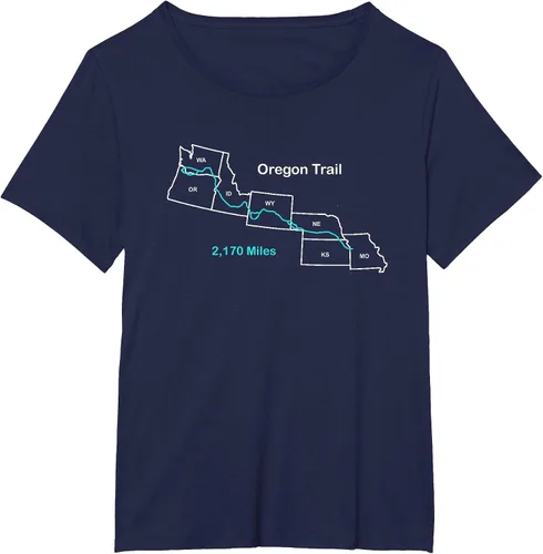 Vista 37 de Route Map of The Oregon National Historic Trail T-Shirt Asphalt Grey