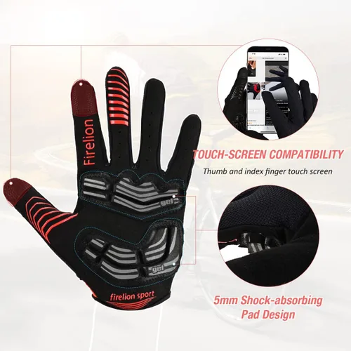 Vista 2 de Guantes de ciclismo para hombres y mujeres, guantes de ciclismo para carreras de carretera MTB DH al aire libre, dedos completos, guantes