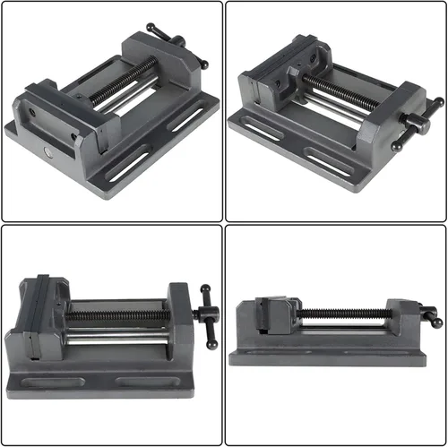 Vista 3 de findmall Tornillo de prensa de taladro de perfil bajo resistente con base estacionaria para taladrar roscado y escariado