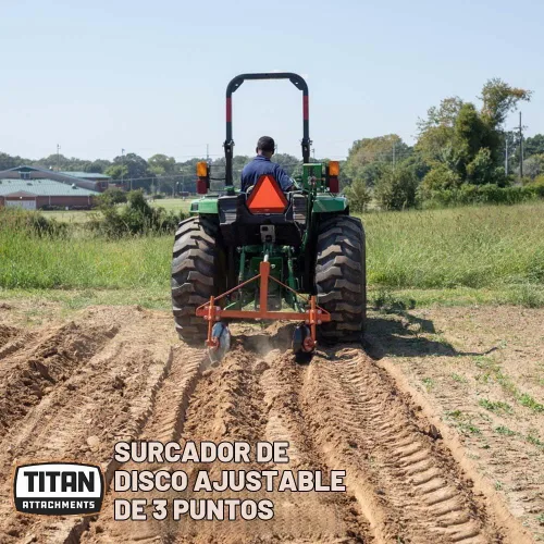 Vista 2 de Titan Attachments - Cama de disco ajustable de 3 puntos de 48 pulgadas para tractores Cat 1, compatible con enganche rápido, cultivador de jardín