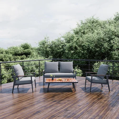 Vista 2 de Cojines para muebles de patio, cómodos cojines de asiento profundo para interiores y exteriores, olefina, gris profundo