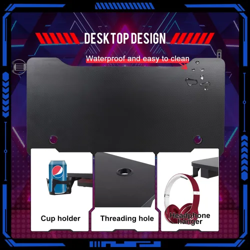 Vista 5 de FDW Escritorio para computadora, escritorio para videojuegos, mesa de computadora para estudiantes, escritorio de oficina, mesa de estación