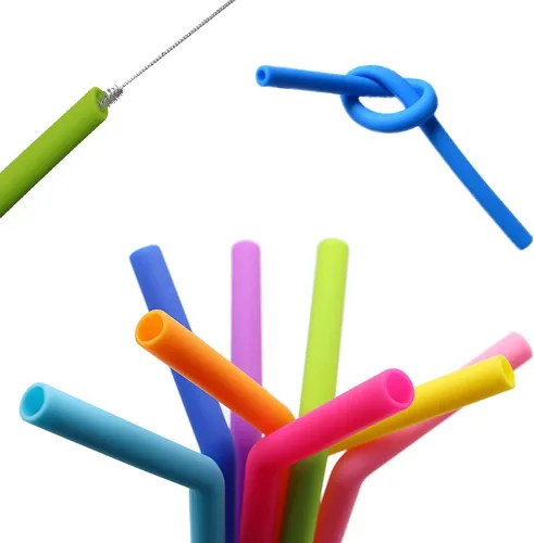 Vista 4 de AKOAK Pajitas de silicona reutilizables, sin BPA, extra largas, flexibles, curvas, para vasos de 30 a 20 onzas/Rtic/Yeti, paquete de 8 + 2 cepillos
