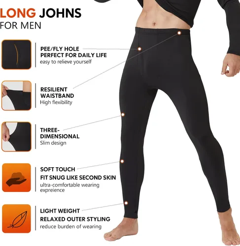 Vista 3 de CL - Ropa interior térmica para hombre, paquete de 2 unidades, suave y cálida, capa base para clima frío