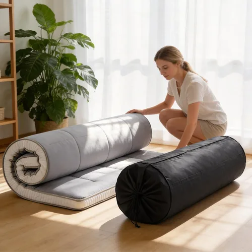 Vista 10 de Tiita Colchón japonés, colchón futón de 4 pulgadas de grosor con bolsa de almacenamiento y 2 correas, tapete de tatami para dormir tamaño individual