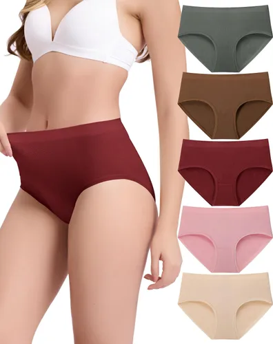 Vista 9 de BAMBOO COOL Ropa interior de mujer de cintura alta bragas sin costuras para Multicolor-5pack-cintura alta-b