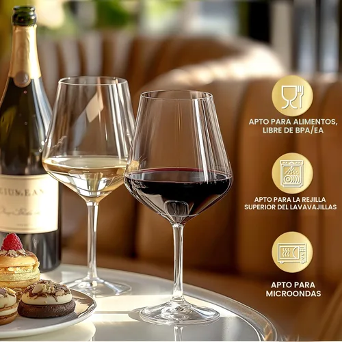 Vista 5 de Hlukana Juego de 6 copas de vino irrompibles de plástico de 16 onzas con tallo, sin BPA, copas de vino reutilizables para piscina, al aire libre