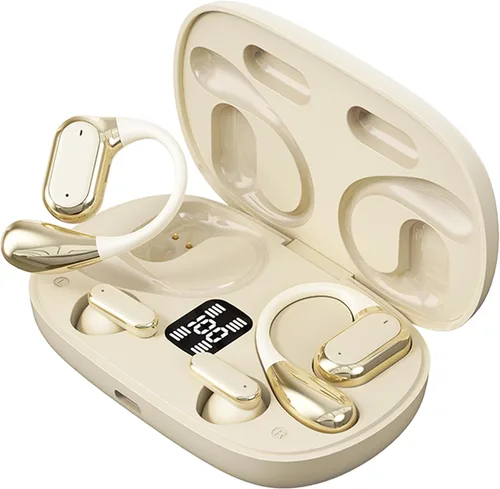 Vista 8 de Q&F Tech TWS - Auriculares inalámbricos Bluetooth que incluyen auriculares abiertos e intraurales, mini auriculares True Touch, llamadas de voz