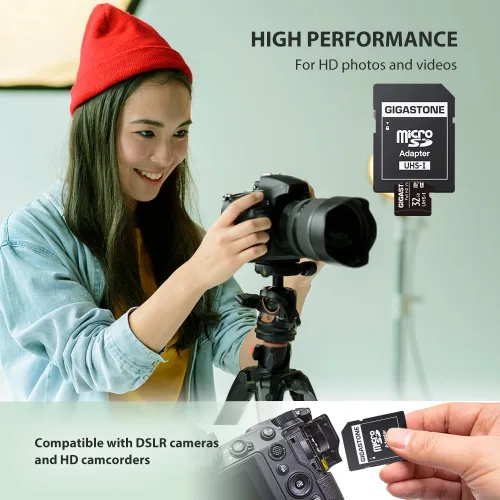 Vista 3 de GIGASTONE Tarjeta Micro SD de 32 GB, paquete de 10 unidades, video Full HD, cámara de seguridad de vigilancia con cámara de acción, 90 MB/s Micro