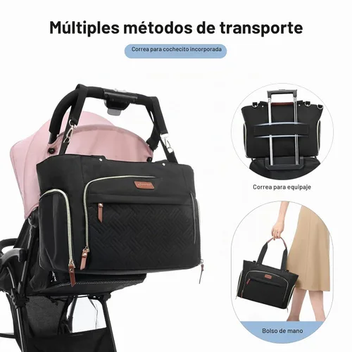 Vista 5 de LOVEVOOK Bolsa para extractor de leche, juego de 3 piezas, bolsa de trabajo para mamá que amamanta con bolsillo para computadora portátil de 15 Negro