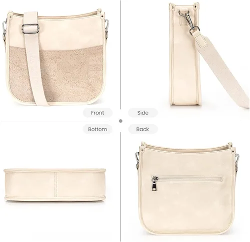 Vista 5 de Jackie&Jill Bolsos cruzados para mujer, bolsos de hombro de corcho mediano y cuero vegano, bolsos de hombro casuales con múltiples bolsillos