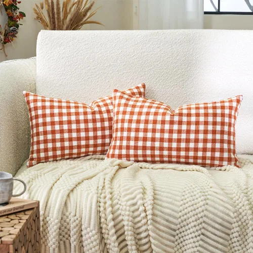 Vista 13 de CARRIE HOME - Juego de 2 fundas de almohada de exterior a cuadros de búfalo blanco y negro de 16 x 16, almohadas de sofá de decoración de granja
