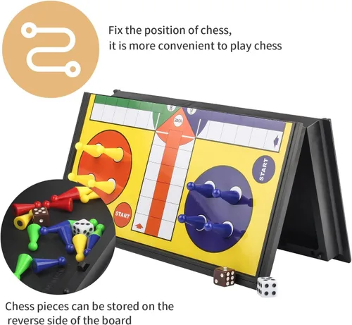 Vista 5 de Andux Juego de mesa portátil de ajedrez magnético plegable Ludo CXYXQ-03 (M) Portable Travel Board Game, for Adult and Teenager, for After-school