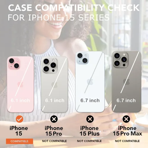 Vista 2 de uCOLOR - Funda tipo cartera para iPhone 15 con tarjetero y diseño de lunares con leche de almendra Bloqueo RFID de piel sintética para mujeres