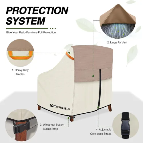 Vista 5 de Porch Shield Fundas para Sillas de Patio - Funda Impermeable para Silla de Salón Exterior de Asiento Profundo para Césped - 28 pulgadas de ancho x