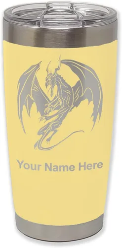 Vista 41 de LaserGram Vaso aislado al vacío de 20 onzas, dragón, grabado personalizado incluido (negro)