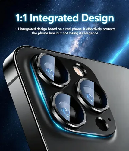 Vista 3 de Protector de lente de cámara compatible con iPhone 13 Pro/iPhone 13 Pro Max, protector de lente de cámara de metal más vidrio templado, diseño