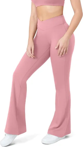 Vista 49 de HEGALY Pantalones de yoga acampanados para mujer, leggings cruzados, suaves, de cintura alta, pantalones casuales de entrenamiento con corte de bota