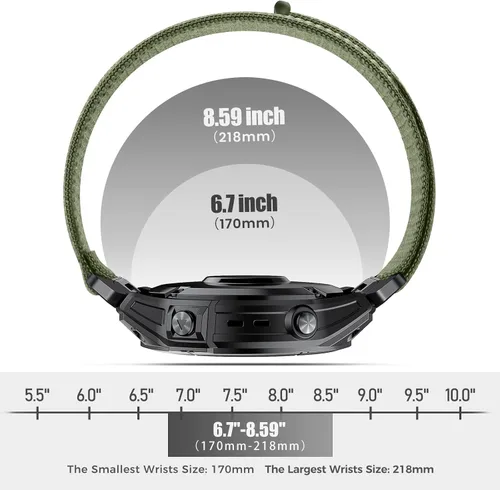 Vista 5 de Compatible con Garmin Fenix 8/8 Pro 2.008 in/Fenix 7X/6X/6X Pro/5X/5X Plus, correa de reloj de nailon de 1.024 in de ajuste rápido, correa